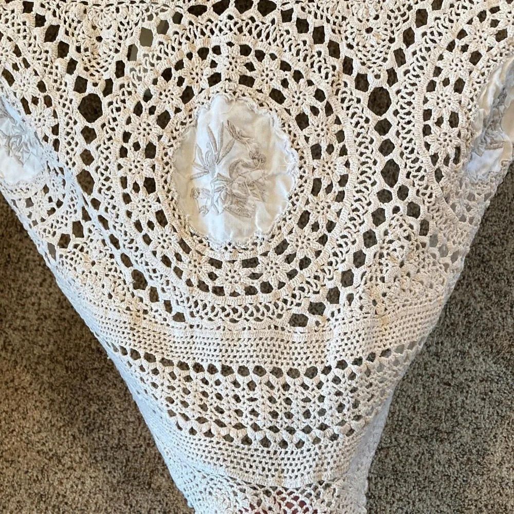 Crochet Round Tablecloth Placemat Napkin‎ Set for 10 Cottagecore French Country